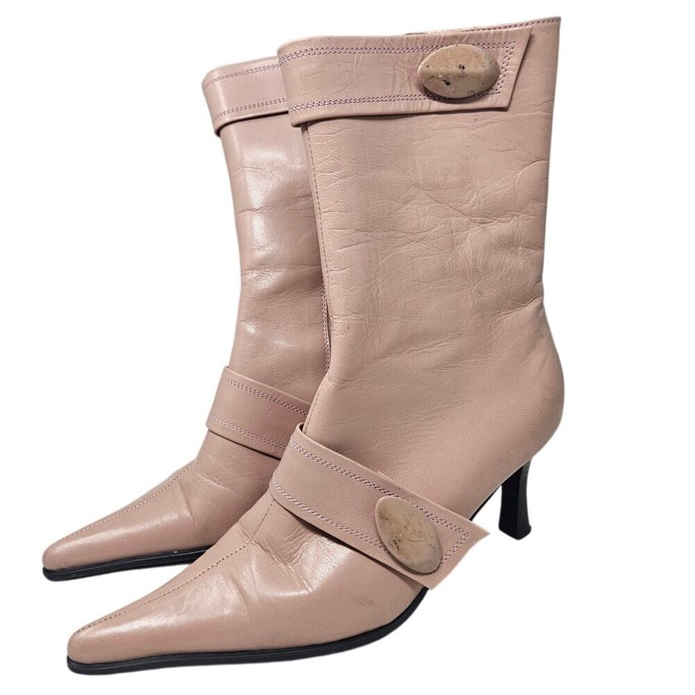 Vintage Y2K Henry Ferrera 36.5 Pale Pink Boot Leather Coquette Preppy Point Toe